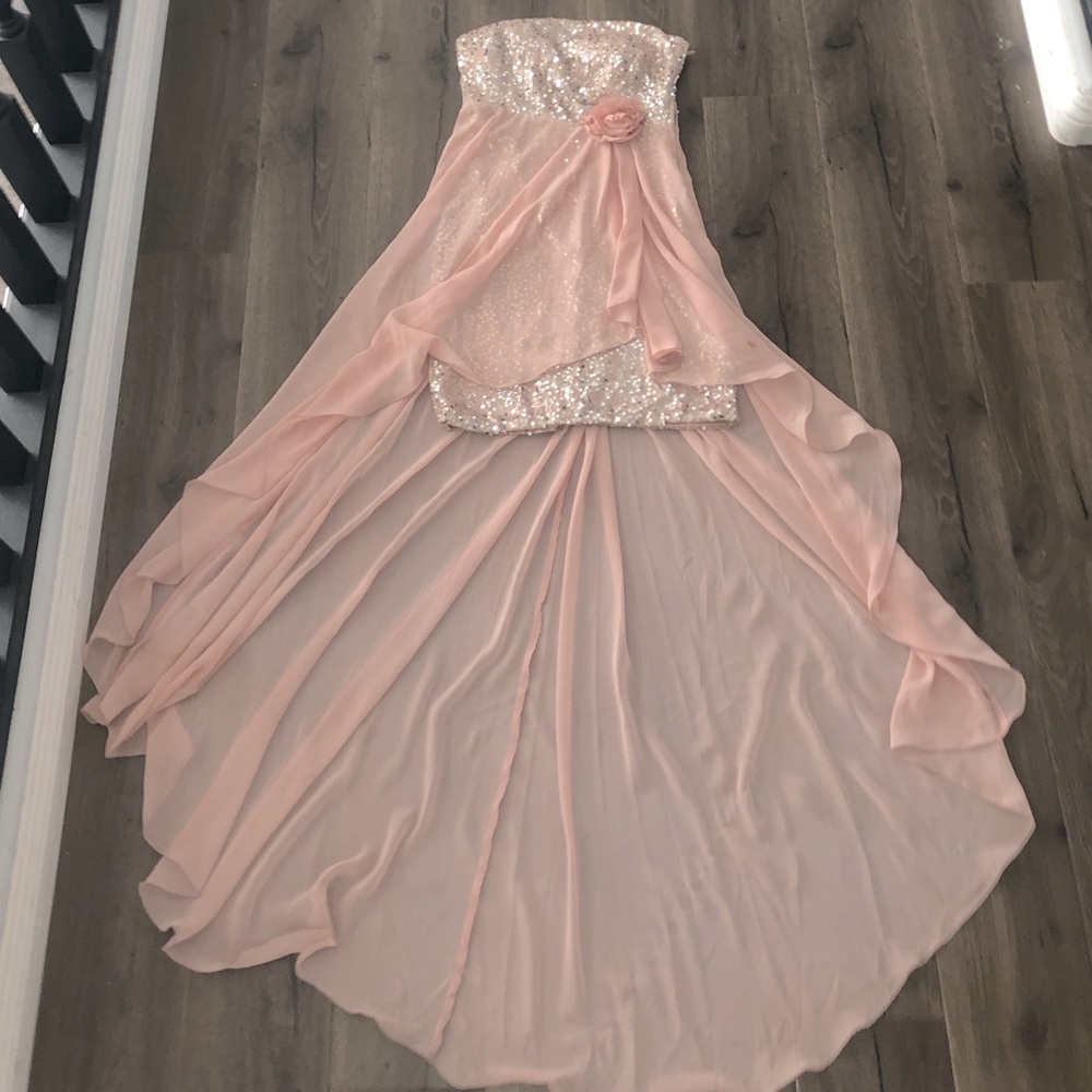 Blush High-Low formal dress with sequins